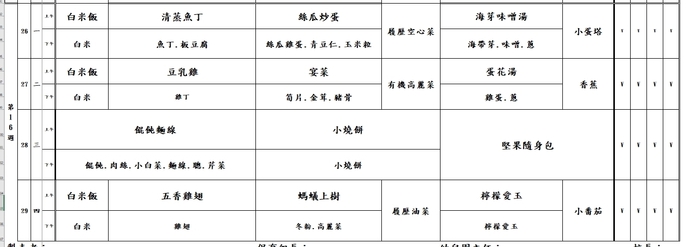 第十六週午餐菜單圖片